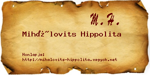 Mihálovits Hippolita névjegykártya